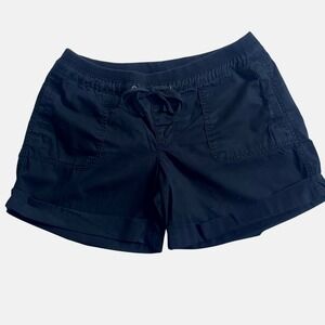 Old Navy‎ Womens Black Drawstring Waist Cuffed Shorts Size S 100% Cotton